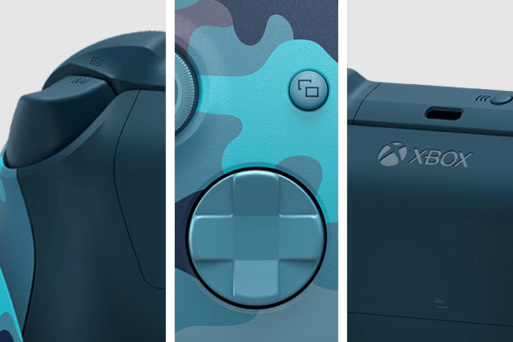 Kontroler MICROSOFT XBOX Series X Niebieski Camo gniazdo akcesoria aplikacja mapowanie dźwięk