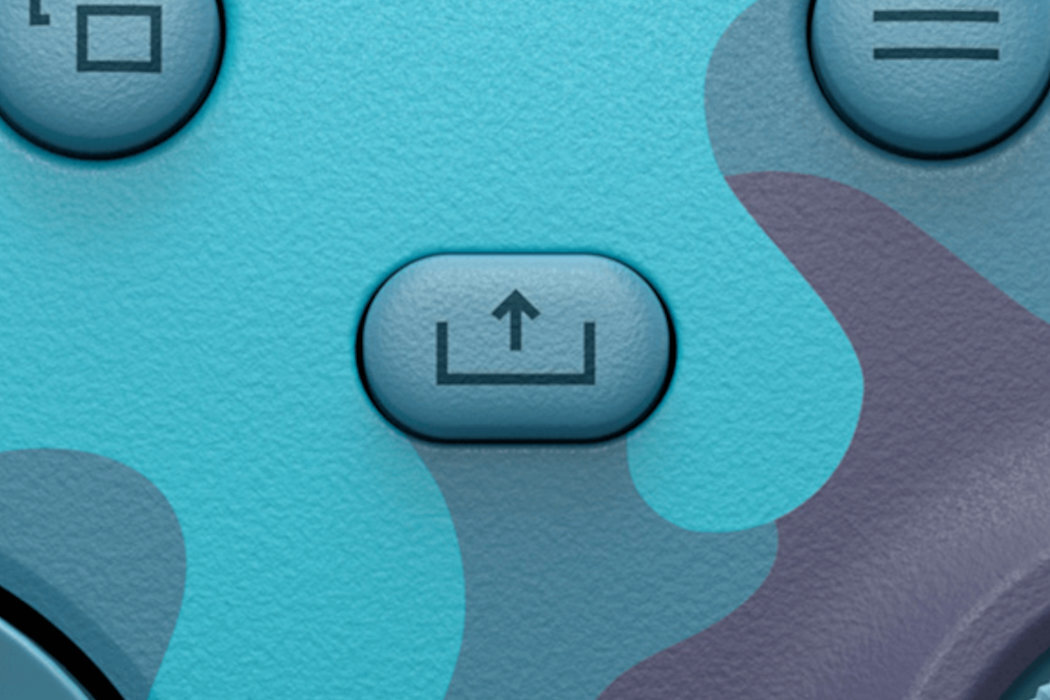 Kontroler MICROSOFT XBOX Series X Niebieski Camo przycisk udostępnianie przechwitywanie zrzuty ekranu nagrania