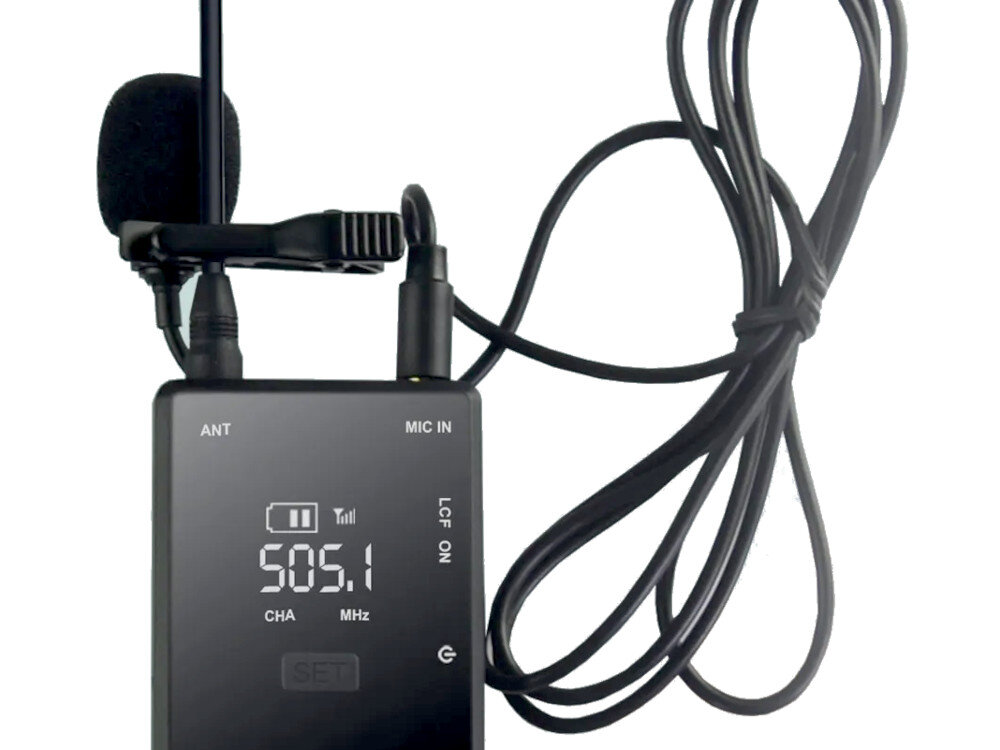 System bezprzewodowy CKMOVA UM100 Kit6 zasięg nadajnik wyświetlacz mikrofon klips