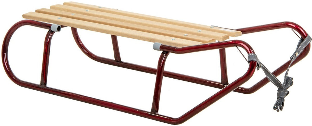 Sanki metalowe ENERO 1041896 udźwig dwuosobowe drewniane siedzisko