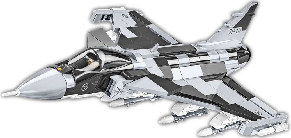 Klocki plastikowe COBI Armed Forces Saab Jas 39 Gripen E COBI-5820 wersja rozwojowa popularnych szwedzkich myśliwców wielozadaniowych
produkowanych przez koncern lotniczy SAAB Nazwa samolotu nawiązuje do herbu firmy SAAB Skrót JAS
wielozadaniowa maszyna o wysokich osiągach Konfiguracja kaczki i skrzydła w układzie delta umożliwiają rozwijanie wysokich prędkości