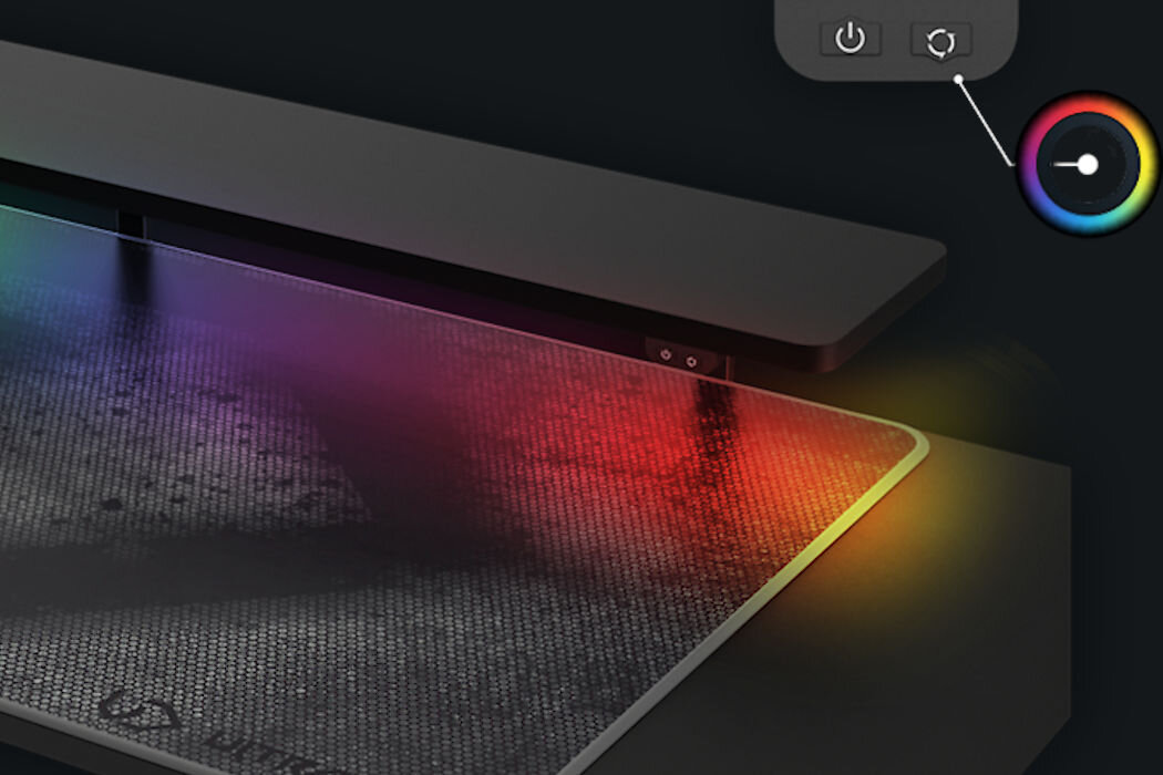 Biurko ULTRADESK Winger Czarny LED RGB podświetlenie tryby