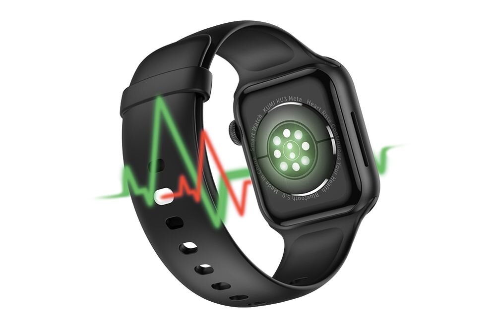 Smartwatch KUMI KU3 Meta   ekran bateria czujniki zdrowie sport pasek ładowanie pojemność rozdzielczość łączność sterowanie krew puls rozmowy smartfon aplikacja 