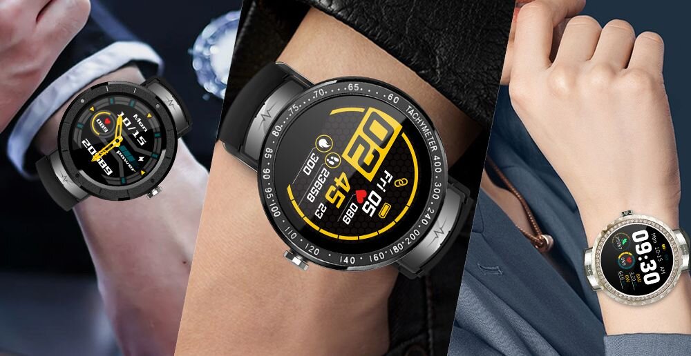 Smartwatch KUMI KU5  ekran bateria czujniki zdrowie sport pasek ładowanie pojemność rozdzielczość łączność sterowanie krew puls rozmowy smartfon aplikacja 