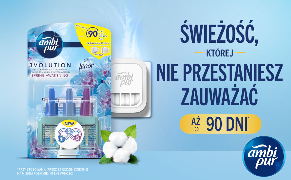 Wkład do odświeżacza powietrza AMBI PUR 3Volution Wiosenne przebudzenie 20 ml 3 zapachy wskaźnik