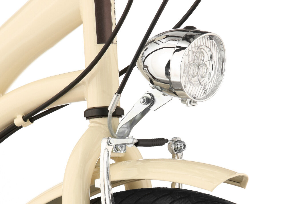 Rower miejski DAWSTAR Citybike S7B 26 cali damski Cappuccino oświetlenie LED retro design przedniej lampy pakiet odblasków