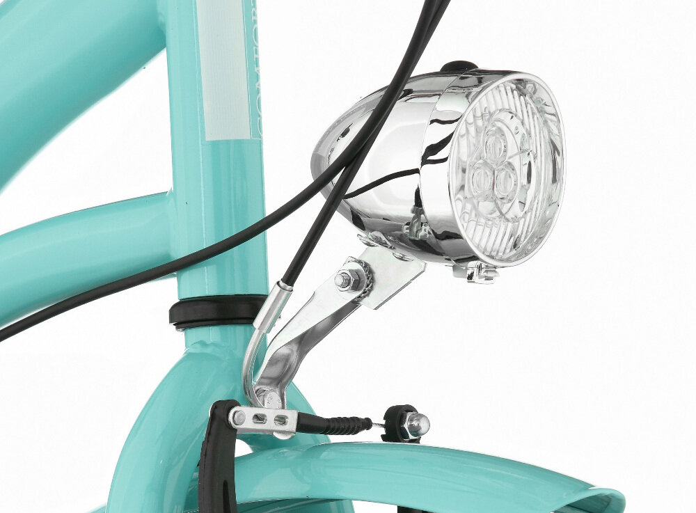 Rower miejski DAWSTAR Citybike S7B 26 cali damski Lazurowy oświetlenie LED retro design przedniej lampy pakiet odblasków