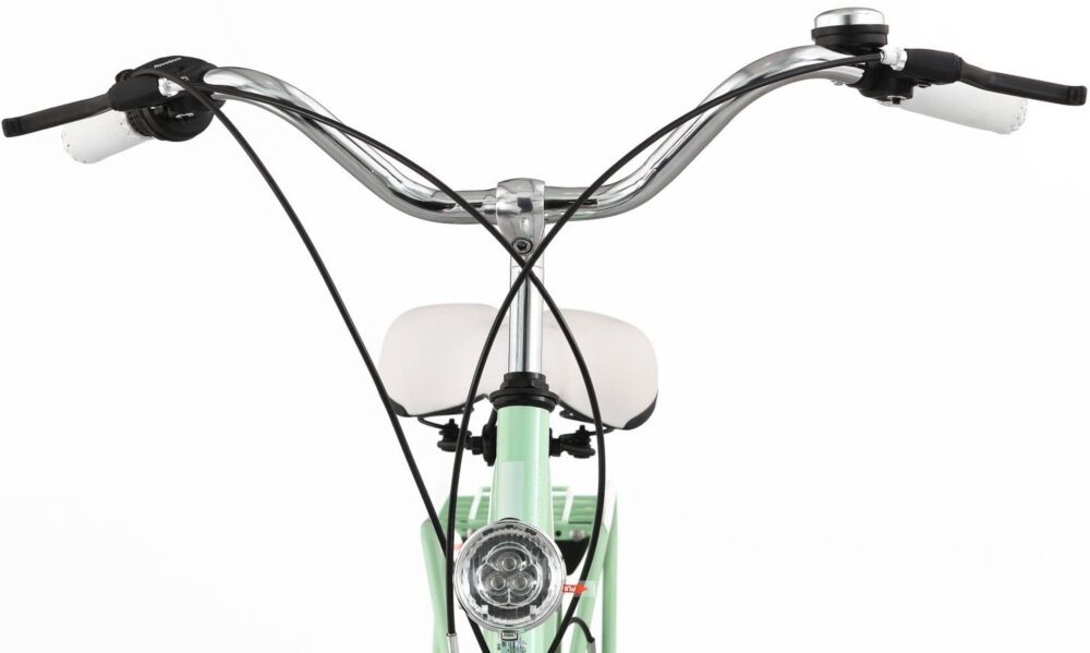 Rower miejski DAWSTAR Citybike S7B 26 cali damski Miętowy stalowo-aluminiowa kierownica typu miejskiego lekka manetki kierownicy antypoślizgowy materiał dzwonek
