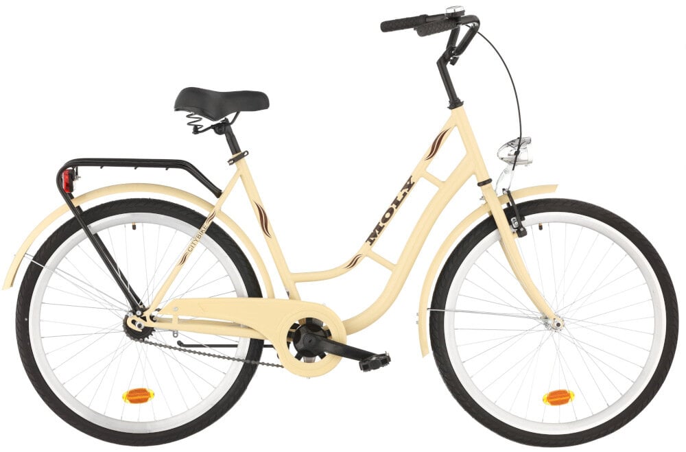 Rower miejski DAWSTAR Moly 1B 26 cali damski Capuccino do jazdy po ścieżkach rowerowych ulicach do codziennych dojazdów praktyczny ekologiczny środek transportu w klasycznym Capuccino kolorze