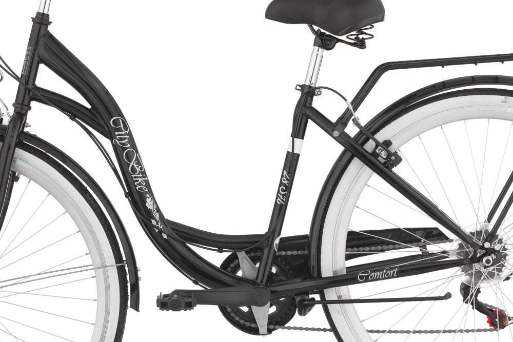 Rower miejski DAWSTAR Citybike S7B 26 cali damski Czarny rama stalowa 17-calowa typu holenderskiego trwałą odporność na uszkodzenia mechaniczne dla osób o wzroście 160-185 cm