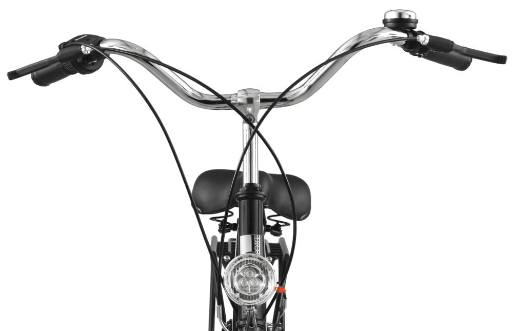 Rower miejski DAWSTAR Citybike S7B 26 cali damski Czarny stalowo-aluminiowa kierownica typu miejskiego lekka manetki kierownicy antypoślizgowy materiał dzwonek