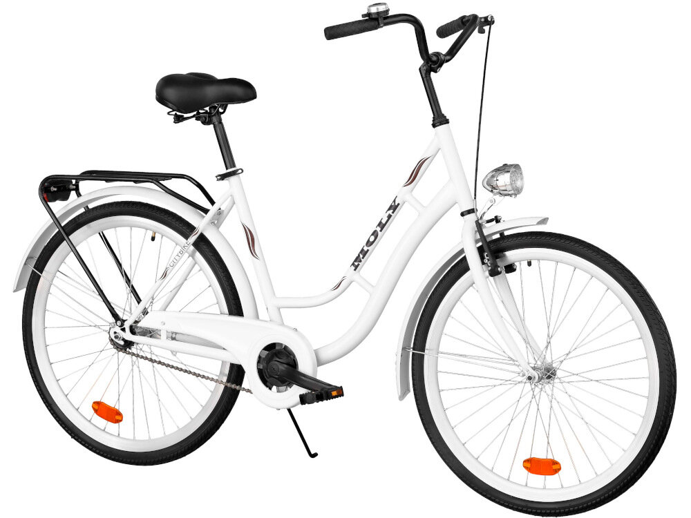 Rower miejski DAWSTAR Moly 1B 28 cali damski Biały do jazdy po ścieżkach rowerowych ulicach do codziennych dojazdów praktyczny ekologiczny środek transportu w klasycznym białym kolorze