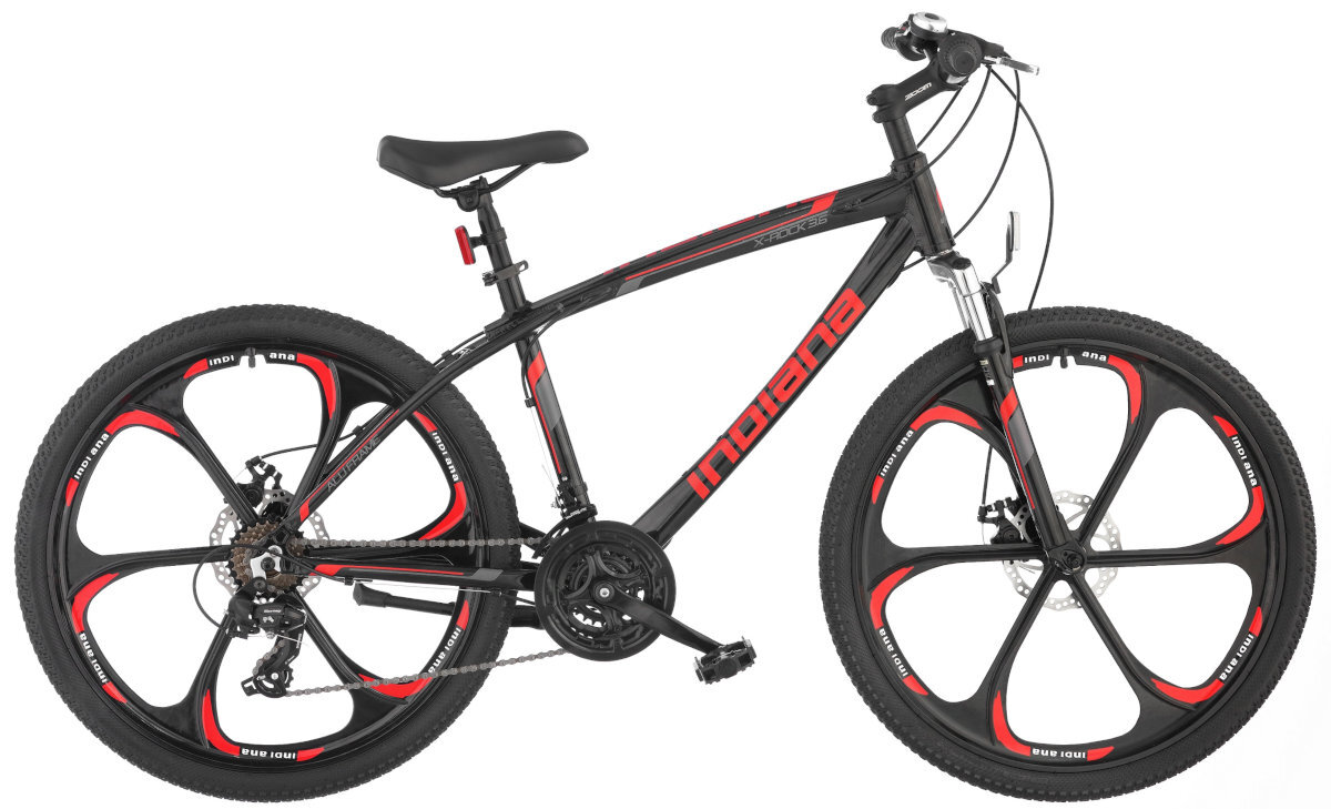 Rower górski <b>MTB INDIANA X-Rock 3.6</b> M17 26 cali męski Czarno-czerwony bok junior