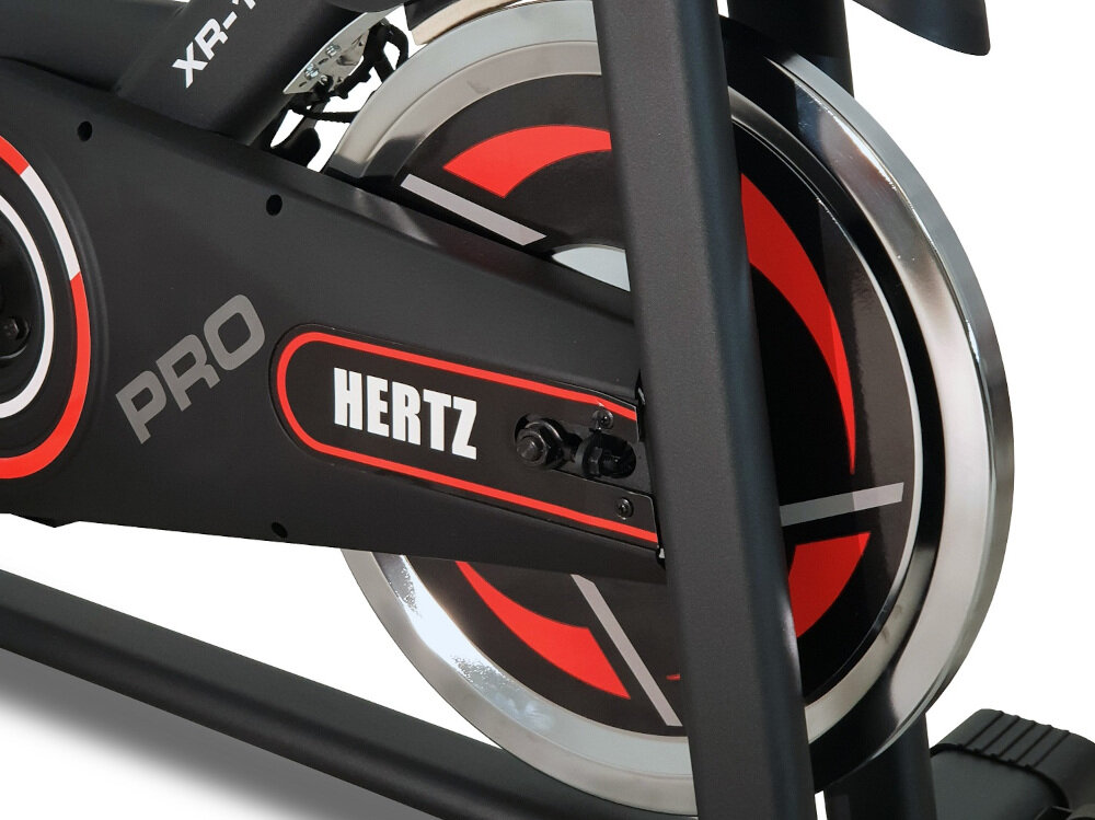 Rower spinningowy HERTZ FITNESS XR-110 Pro dynamiczny trening świetna jakość wykonania ponadczasowy wygląd koło zamachowe waga 6 kg płynna regulacja oporu