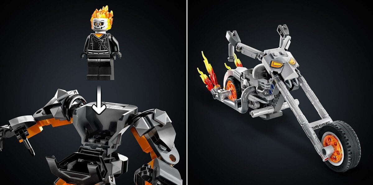 LEGO Marvel Upiorny Jeździec - mech i motor 76245 dziecko kreatywność zabawa nauka rozwój klocki figurki minifigurki jakość tradycja konstrukcja nauka wyobraźnia role jakość bezpieczeństwo wyobraźnia budowanie pasja hobby funkcje instrukcje