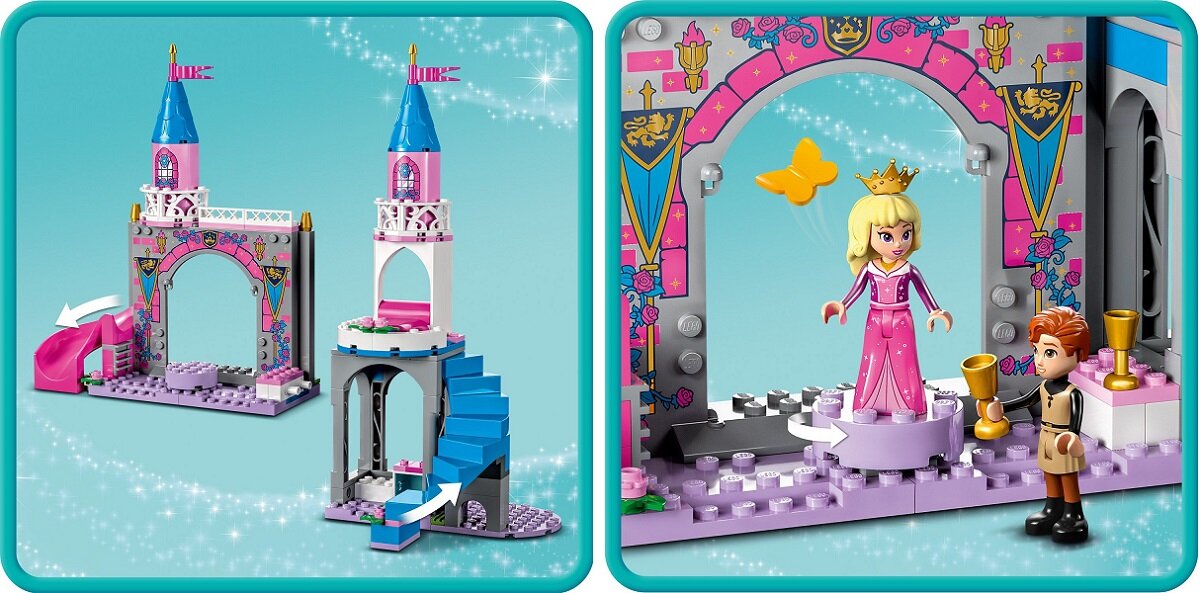 LEGO Disney Princess Zamek Aurory 43211 dziecko kreatywność zabawa nauka rozwój klocki figurki minifigurki jakość tradycja konstrukcja nauka wyobraźnia role jakość bezpieczeństwo wyobraźnia wymiary