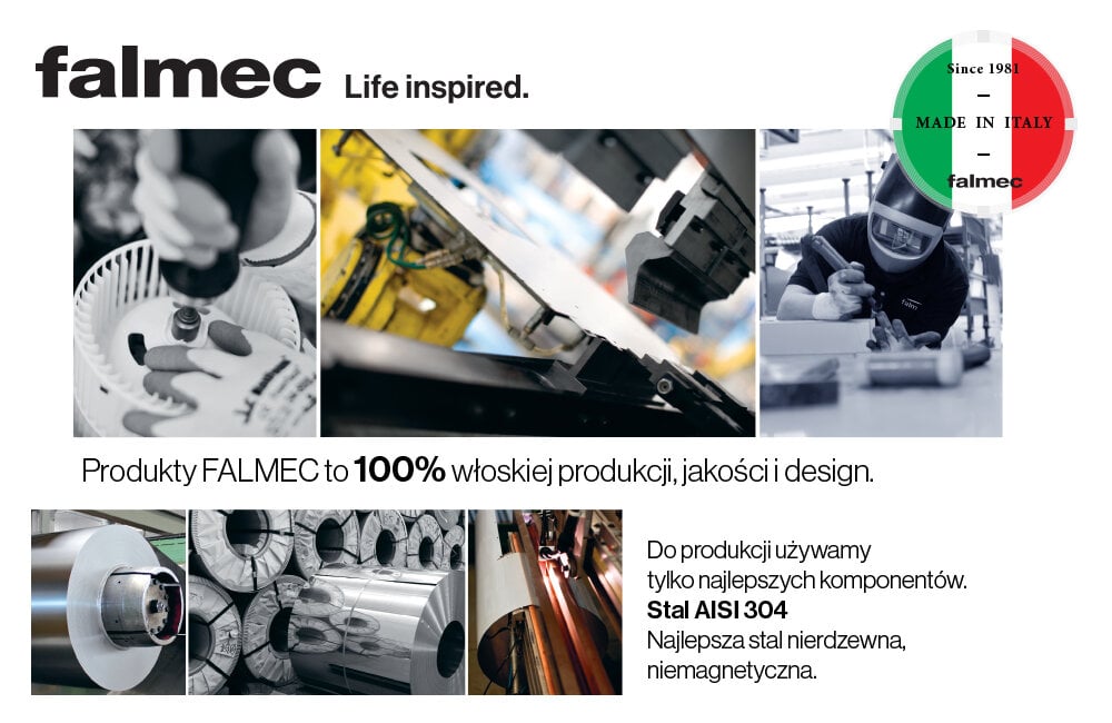 FALMEC Grupa silnikowa 70 staranność dbałość detale włoska produkcja jakość design stal 