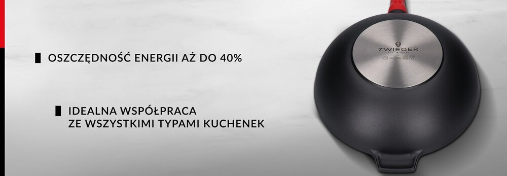 Patelnia Wok ZWIEGER Obsidian 32 cm do kuchenki indukcyjnej, oszczędnośc energii, zdrowe smażenie