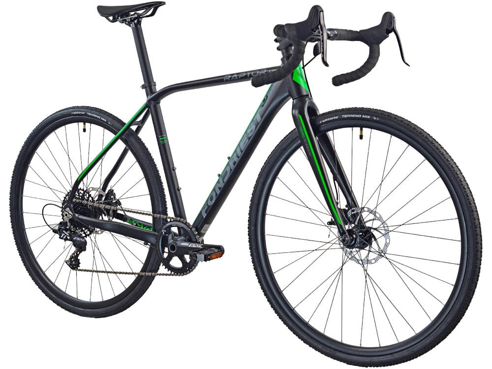 Rower przełajowy FONDRIEST Raptor 1.0 M20 28 cali męski Czarno-zielony rower szosowy rower wyścigowy do jazdy wyczynowej największa prędkość jak najmniejszym kosztem maksymalnie zmniejszać opór powietrza