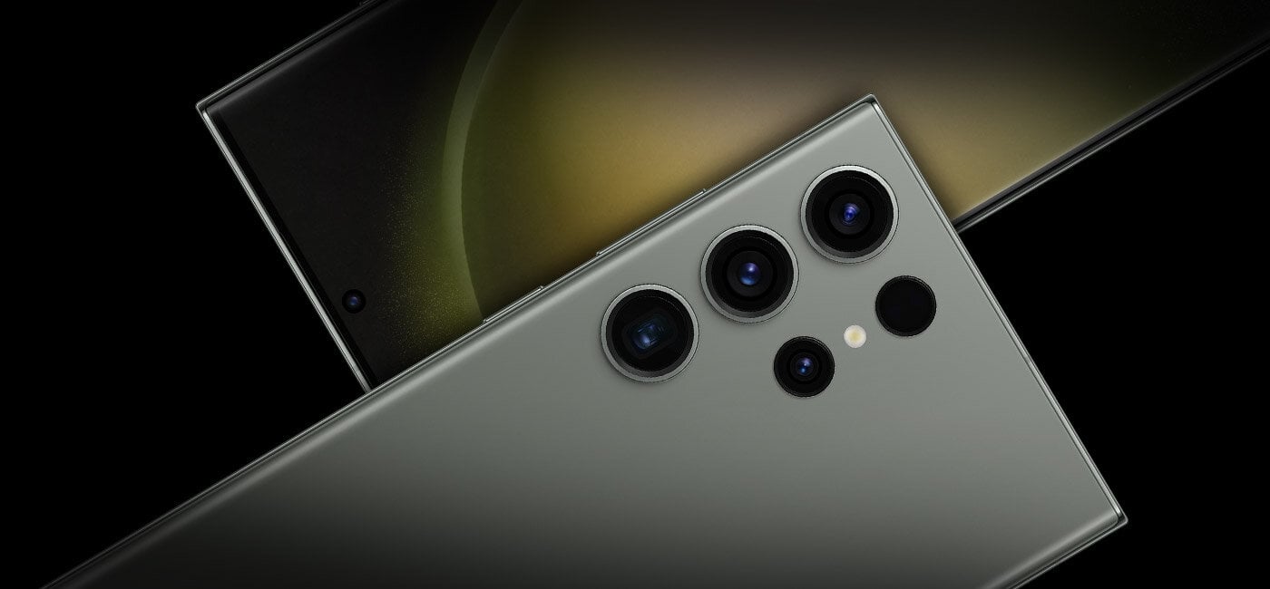 Zbliżenie wraz z opisem na aparaty w Samsung Galaxy S23 Ultra