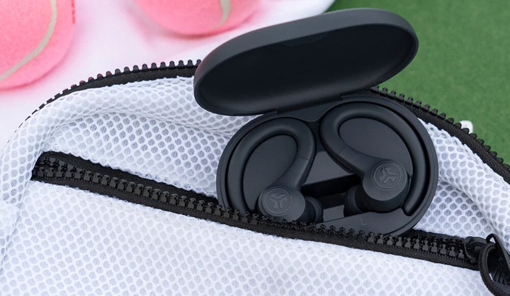 Słuchawki dokanałowe JLAB Go Air Sport odporność klasa IP55 ergonomia zaczep komfort noszenie 