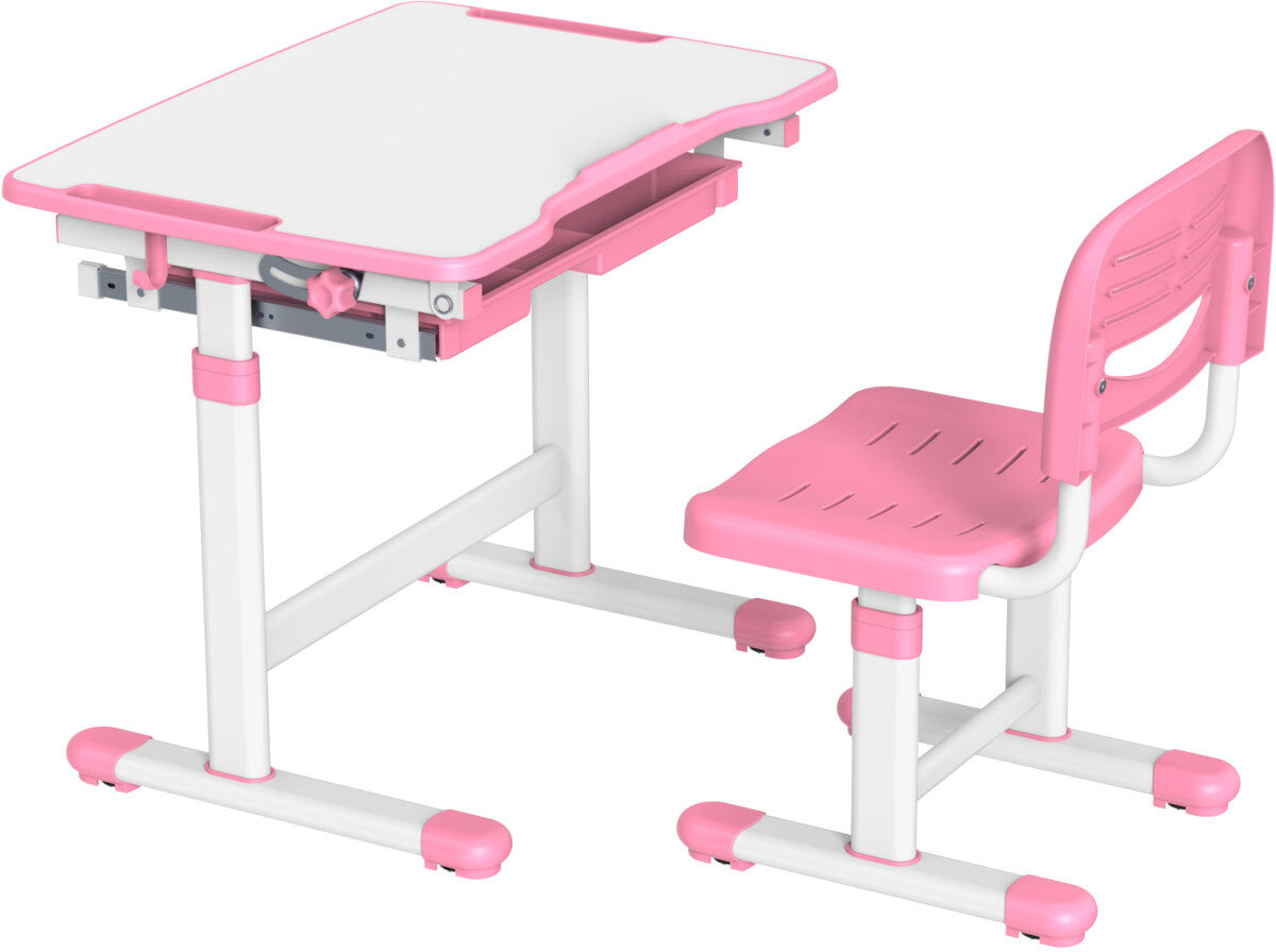 Biurko MOZOS DC-SET + Krzesło Różowo-biały zastosowanie cechy regulacja wysokość dostosowanie