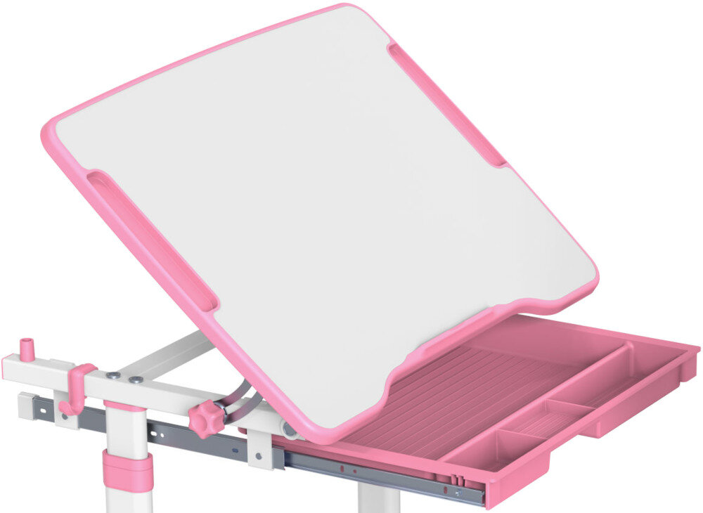 Biurko MOZOS DC-SET + Krzesło Różowo-biały pulpit pochylenie regulacja udogodnienia pokrętło