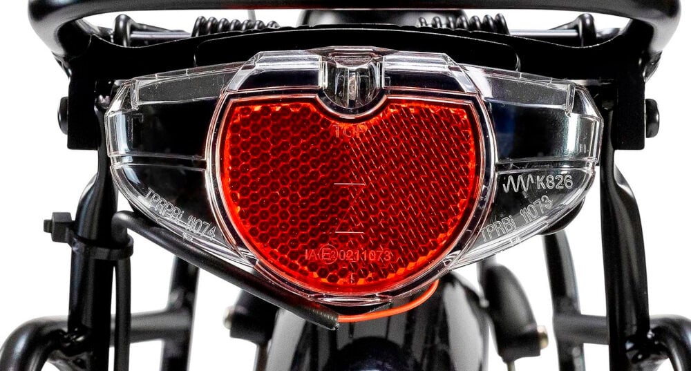 Rower elektryczny LOMBARDO Trastevere U17 28 cali Szaro-czarny oświetlenie roweru przednie tylne oświetlenie LED doskonała widoczność bezpieczeństwo na drodze wymagane przez prawo drogowe zasilane z akumulatora