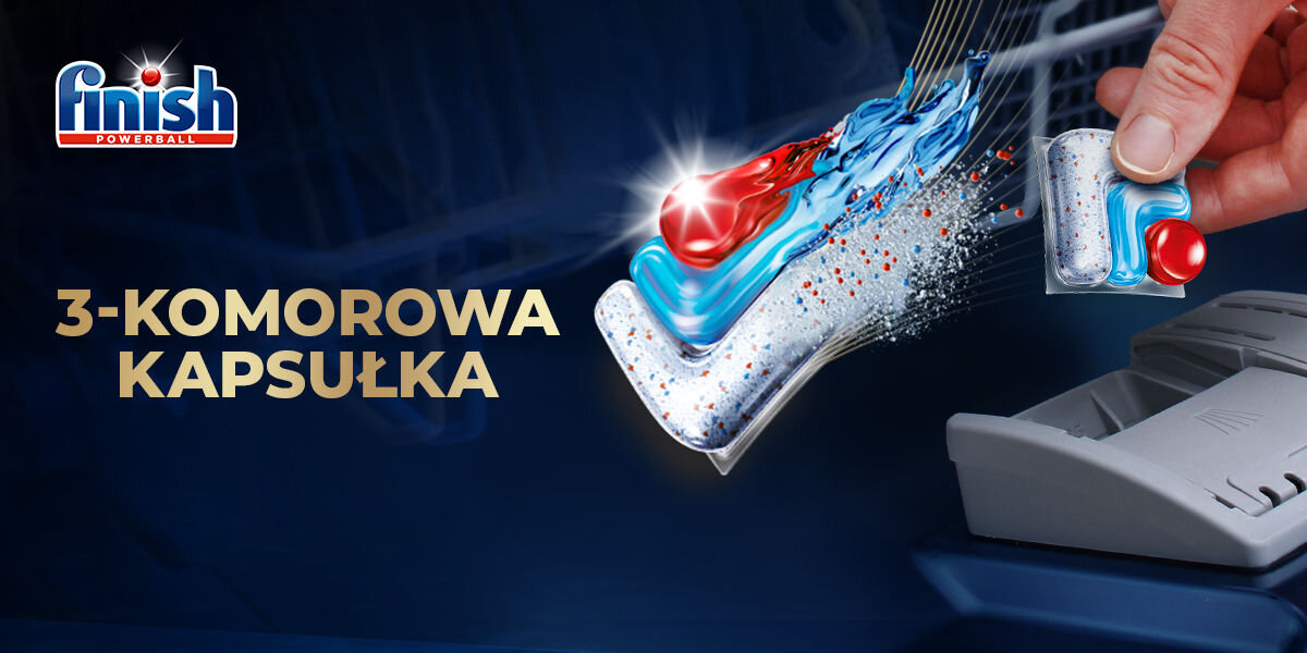 Kapsułki do zmywarki FINISH Powerball Ultimate Plus All in 1 Baking soda - 25 szt. kapsułka powerball żelowa komora proszek rozpuszczalna folia