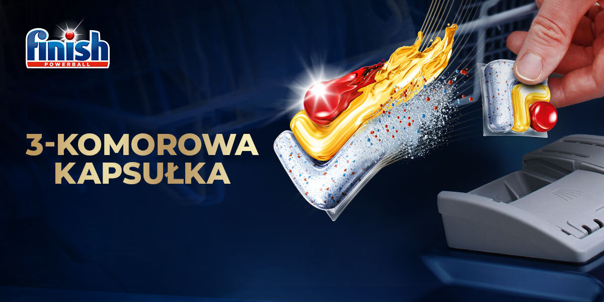 Kapsułki do zmywarki FINISH Powerball Ultimate Plus All in 1 Lemon - 62 szt. kapsułka powerball żelowa komora proszek rozpuszczalna folia