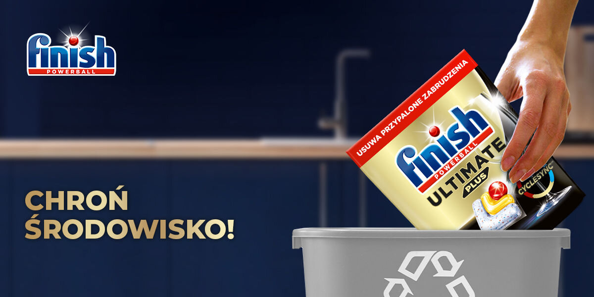 Kapsułki do zmywarki FINISH Powerball Ultimate Plus All in 1 Lemon - 62 szt. opakowanie do recyklingu wpływ na środowisko