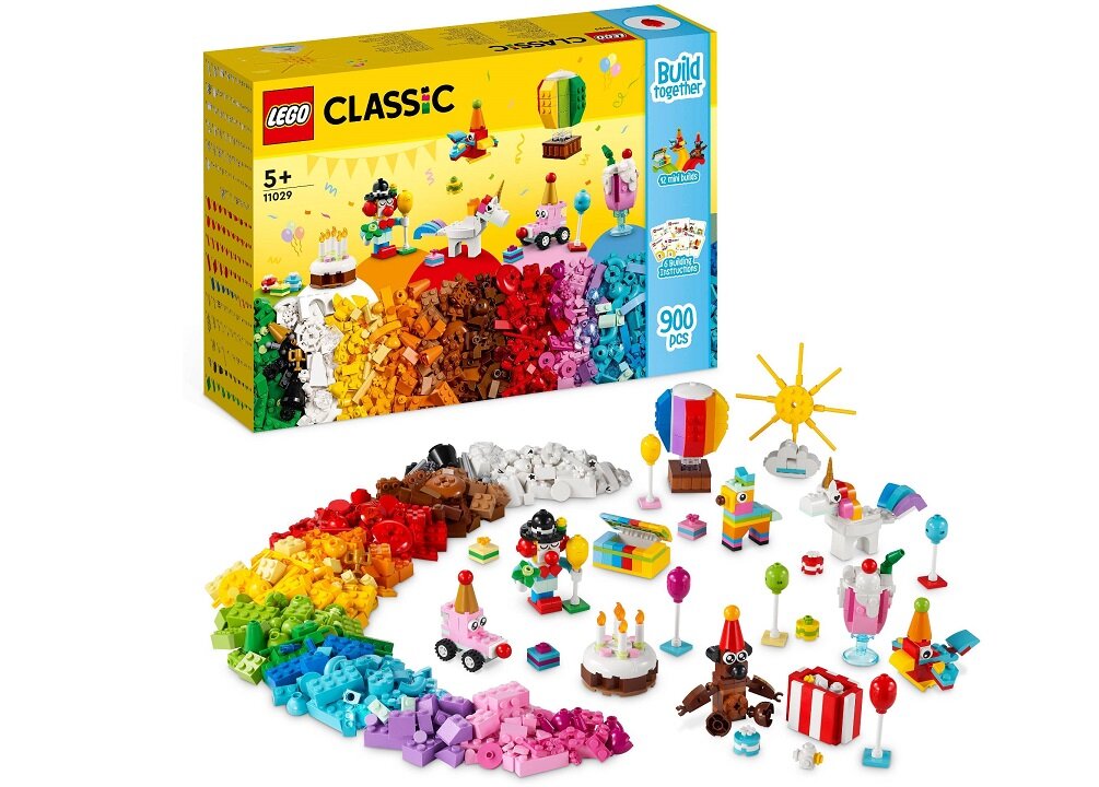 LEGO CLASSIC Kreatywny zestaw imprezowy 11029 dziecko kreatywność zabawa nauka rozwój klocki figurki minifigurki jakość tradycja konstrukcja nauka wyobraźnia role jakość bezpieczeństwo wyobraźnia budowanie pasja hobby funkcje instrukcja aplikacja LEGO Builder