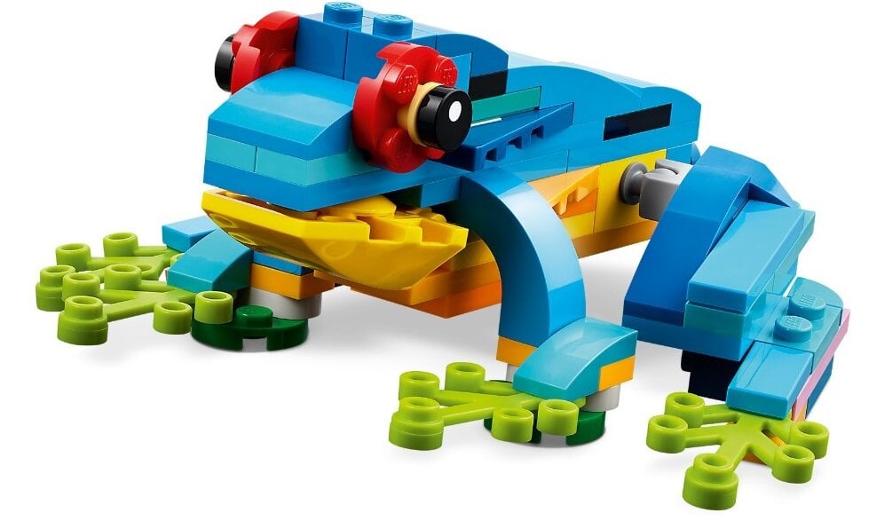 LEGO CREATOR 3w1 Egzotyczna papuga 31136 dziecko kreatywność zabawa nauka rozwój klocki figurki minifigurki jakość tradycja konstrukcja nauka wyobraźnia role jakość bezpieczeństwo wyobraźnia budowanie pasja hobby funkcje instrukcja aplikacja LEGO Builder Ruchoma papuga pływająca ryba żaba