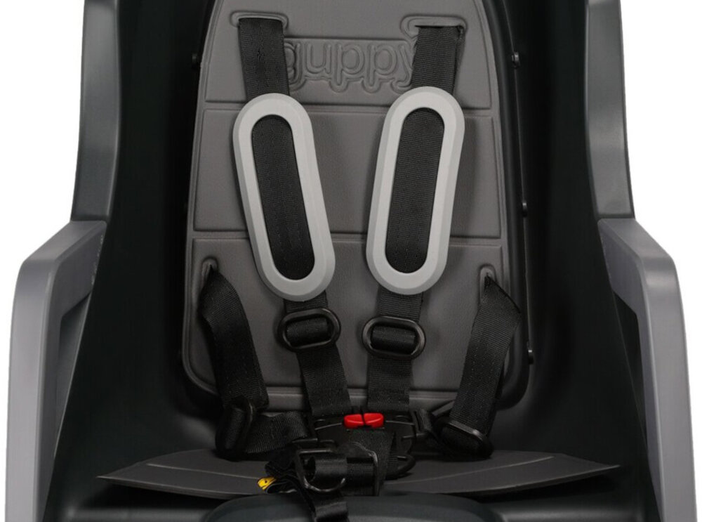 Fotelik rowerowy KROSS Guppy RS Szary pięciopunktowe pasy bezpieczeństwa dodatkowe poduszki
