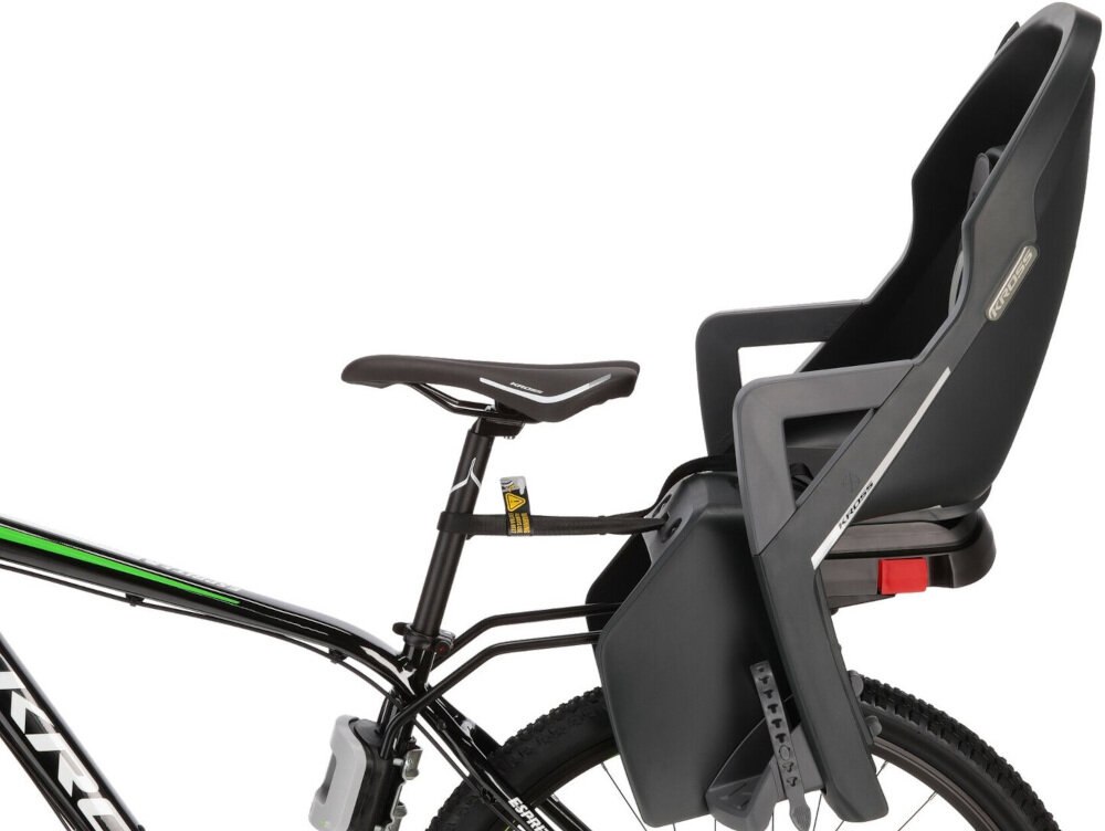 Fotelik rowerowy KROSS Guppy RS Szary najwyższy standard bezpieczeństwa nie zawiera substancji szkodliwych dla dziecka i otoczenia