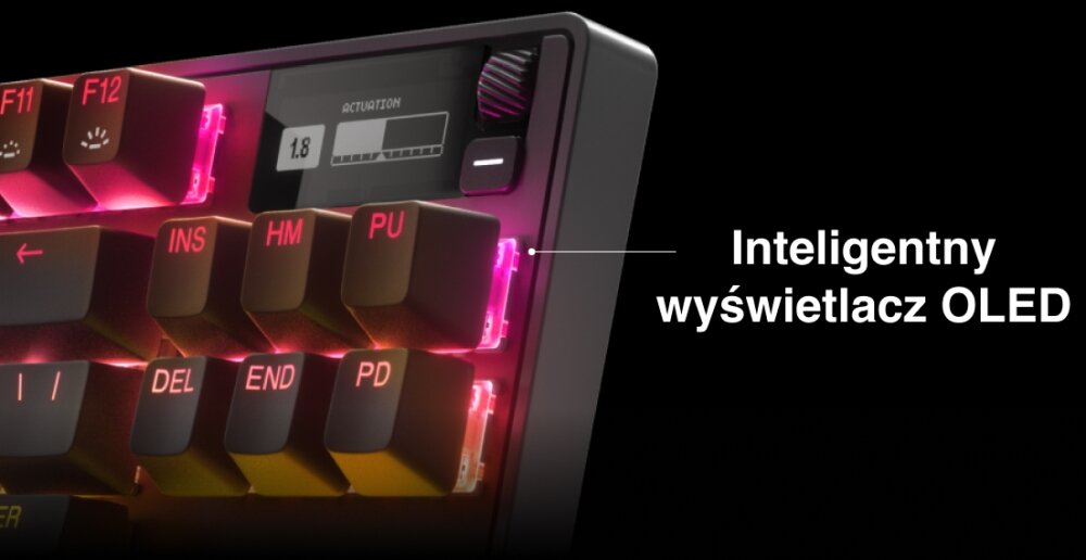 Klawiatura STEELSERIES Apex Pro TKL Wireless Wired szybkość zastosowanie technologia wygoda nacisk siła gra kontrola wyświetlacz  OLEDD projekt 