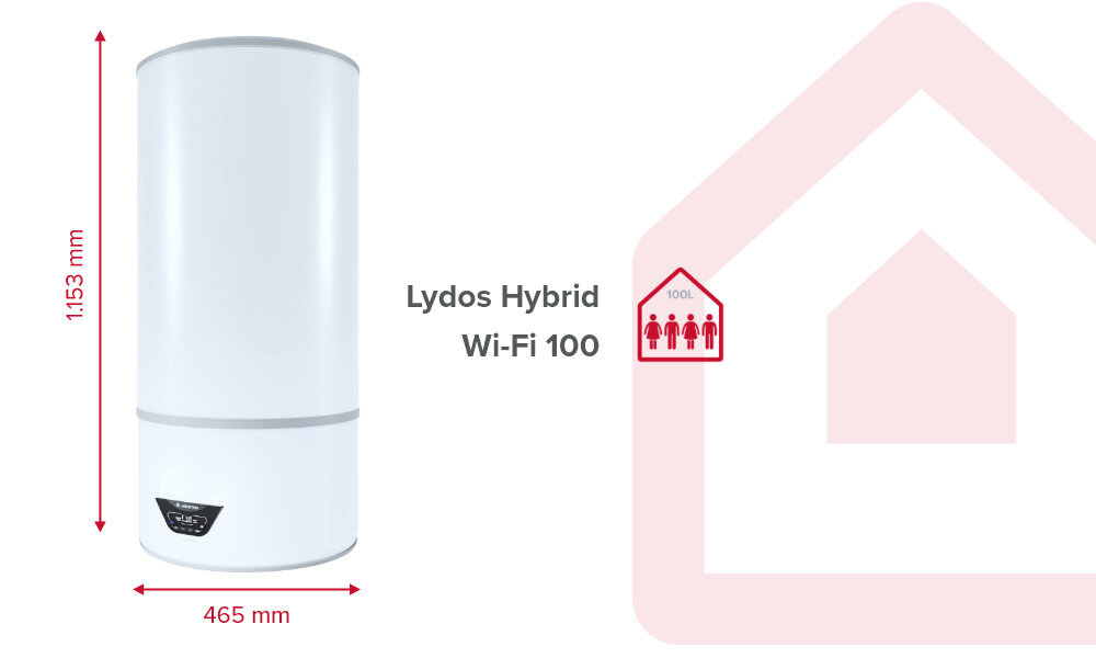 Bojler elektryczny ARISTON Lydos Hybrid 100 l Kompaktowy design wymiary wysokość szerokośc głębokość