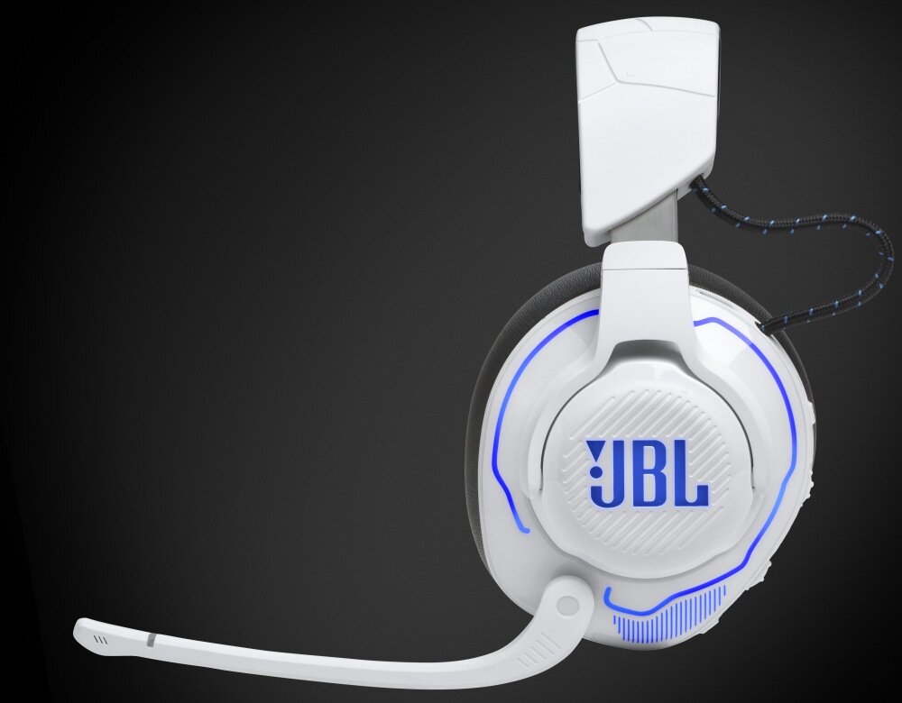 Słuchawki JBL Quantum 910P wygoda styl redukcja hałas otoczenie  dźwięk łączność pałąk mikrofon dopasowanie regulacja głośność akumulator 