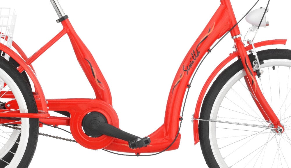 Rower trójkołowy DAWSTAR Sewilla A3B 24 cale damski Czerwony raa 16-calowa aluminiowa typu holenderskiego nisko osadzona wysoka odporność na korozję lekka trwała w Czerwonym kolorze wybór rozmiaru ramy Twój wzrost mierzony w zrelaksowanej pozycji typ roweru