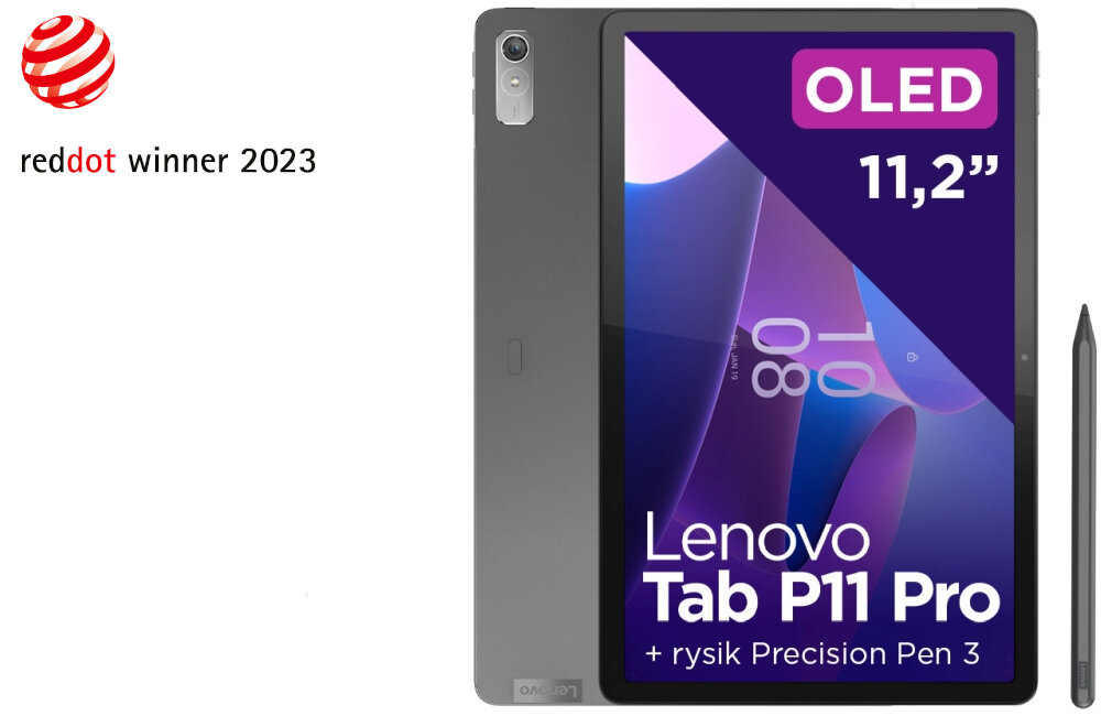 Tablet LENOVO Tab P11 Pro 2 gen. TB132FU 11.2 8/256 GB Wi-Fi Szary + Rysik Precision Pen 3 - nagroda