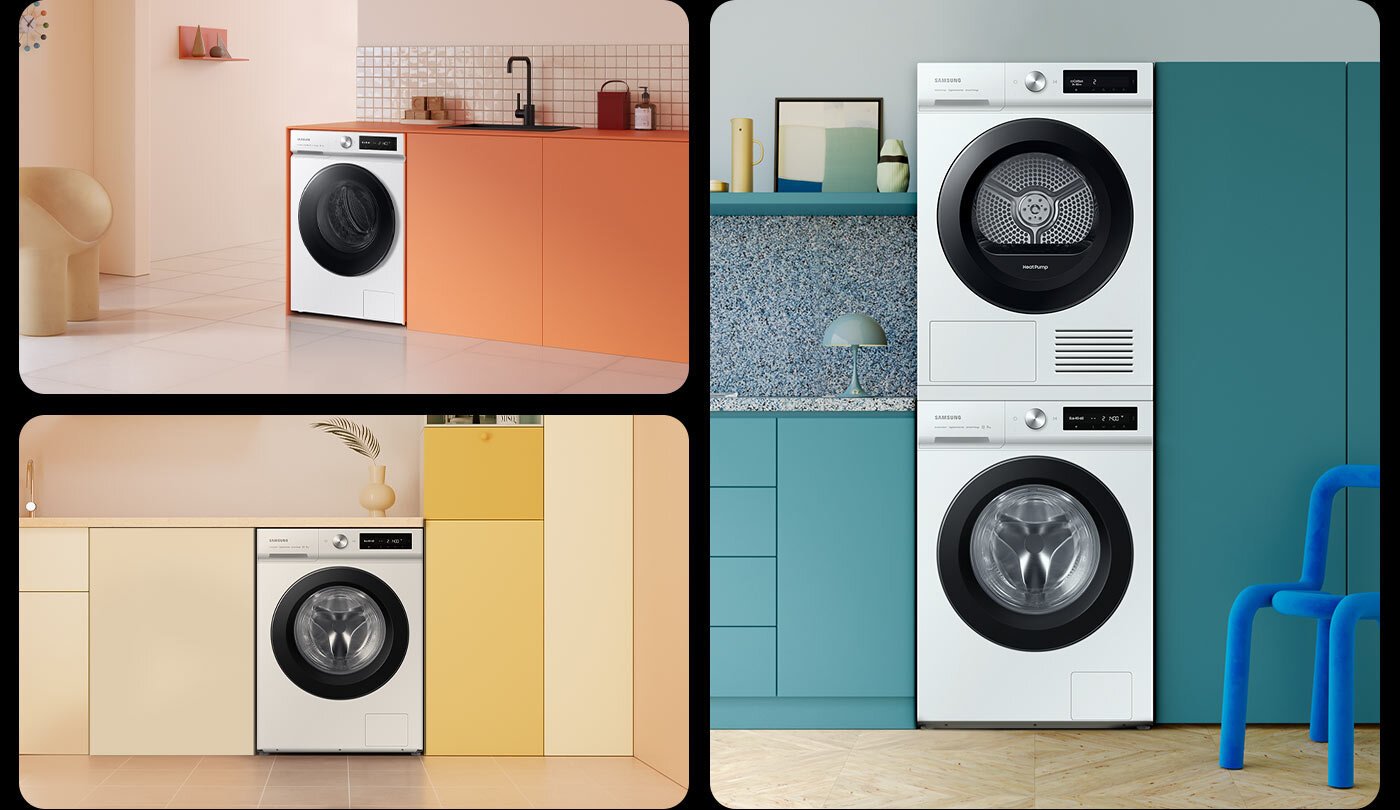 Galeria zdjęć z pralką oraz suszarką Samsung Bespoke