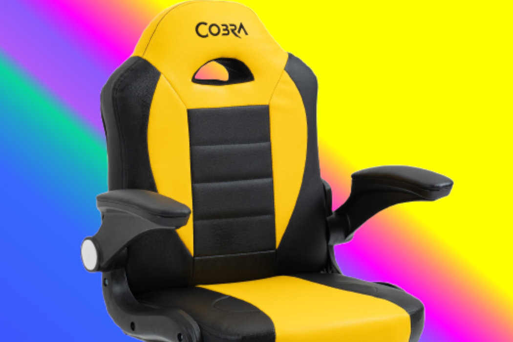Fotel COBRA Junior Pro Żółto-Czarny dziecko wygoda zabawa komfort nauka wytrzymałość regulacja