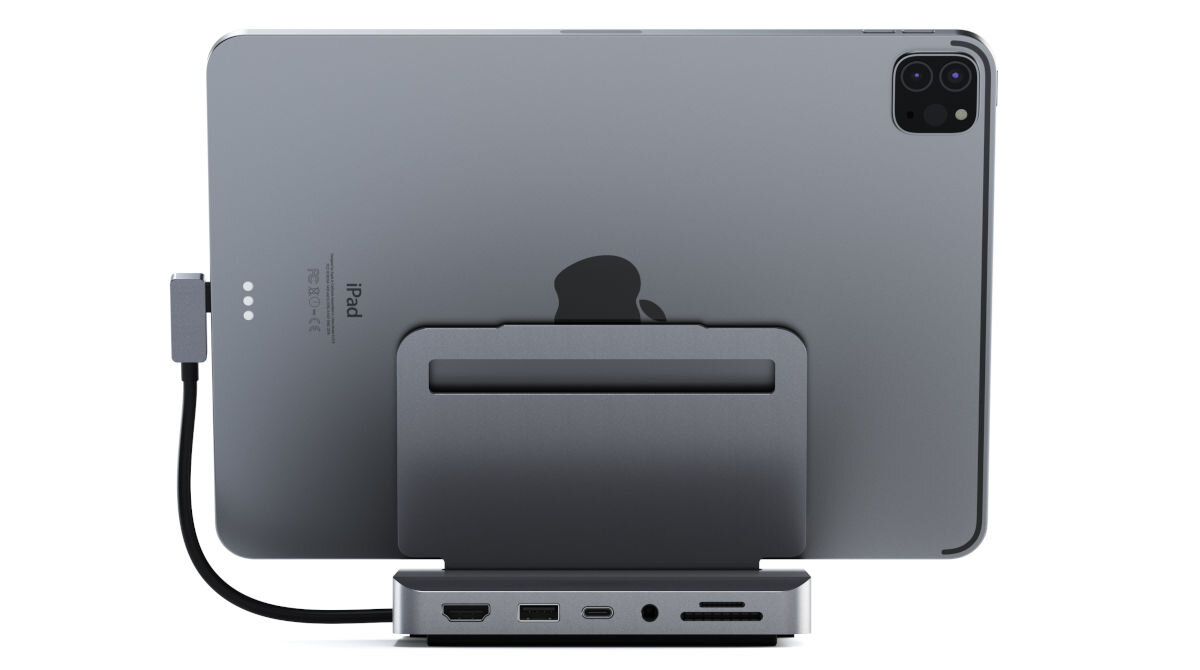 Hub SATECHI ST-TCSHIPM Szary USB-C ładowanie do 60 W HDMI 4K częstotliwość odświeżania 60 Hz czytnik kart SD microSD USB-A port audio 3,5 mm