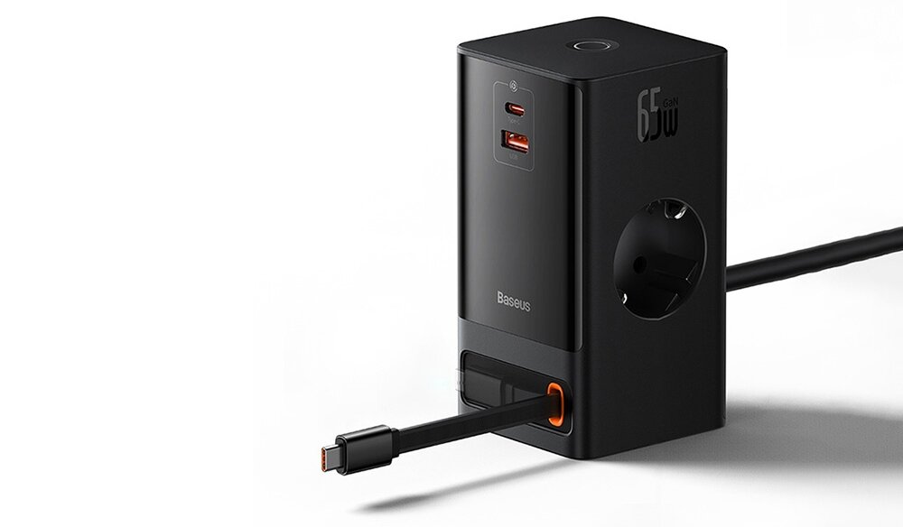 Ładowarka sieciowa BASEUS PowerCombo 65W poziom ładowanie porządek biurko ładowanie wygoda bezpieczeństwo elastyczność wygoda odporność niezawodność