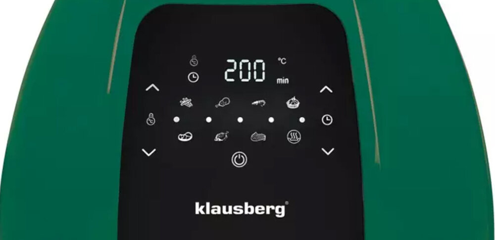 Frytkownica beztłuszczowa KLAUSBERG KB-7596 Air Fryer temperatura ustawien zakres od 80°C do 200°C moc 1800 W Funkcja automatycznego wyłączania