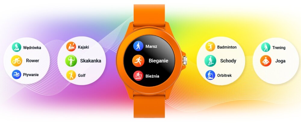Smartwatch FOREVER Colorum CW-300 ekran bateria czujniki zdrowie sport pasek ładowanie pojemność rozdzielczość łączność sterowanie krew puls rozmowy smartfon aplikacja