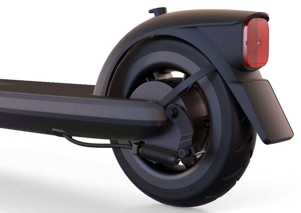 Hulajnoga elektryczna SEGWAY Ninebot KickScooter E2 Czarny hamulce przedni elektroniczny tylny mechaniczny bebnowy dzwignia skuteczny niezawodny system hamowania