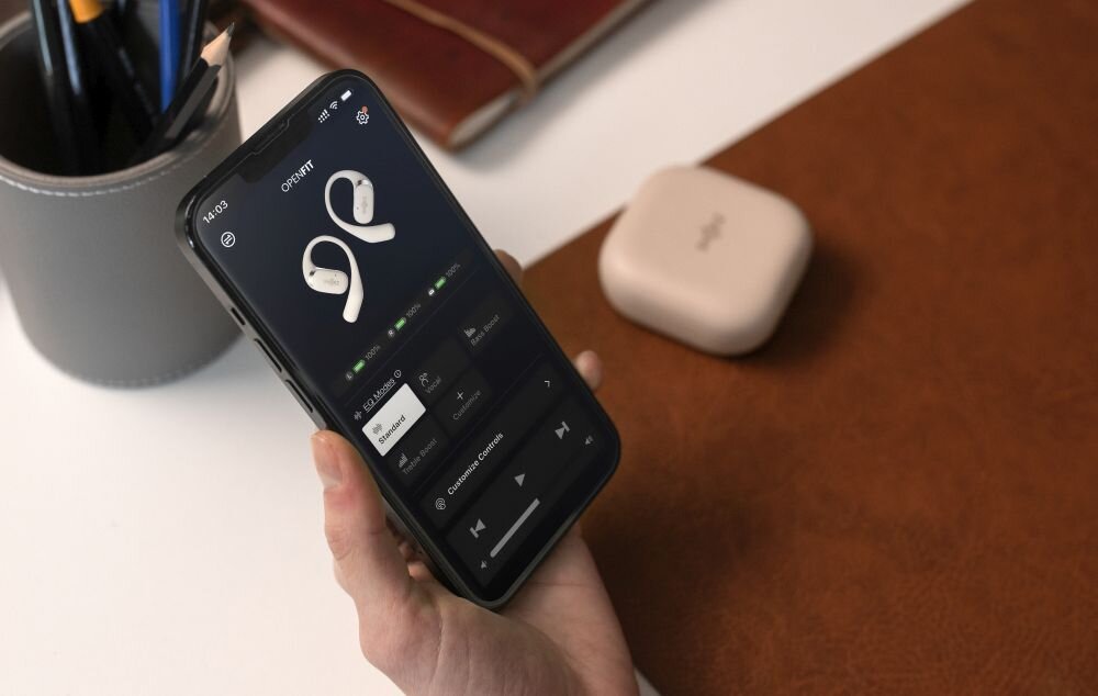 Słuchawki SHOKZ Openfit   dźwięk moc łączność szumy redukcja szumów hałas głośność zakres częstotliwość waga zasilanie ładowanie złącze port wtyczka działanie etui smartfon sterowanie wygoda muzyka