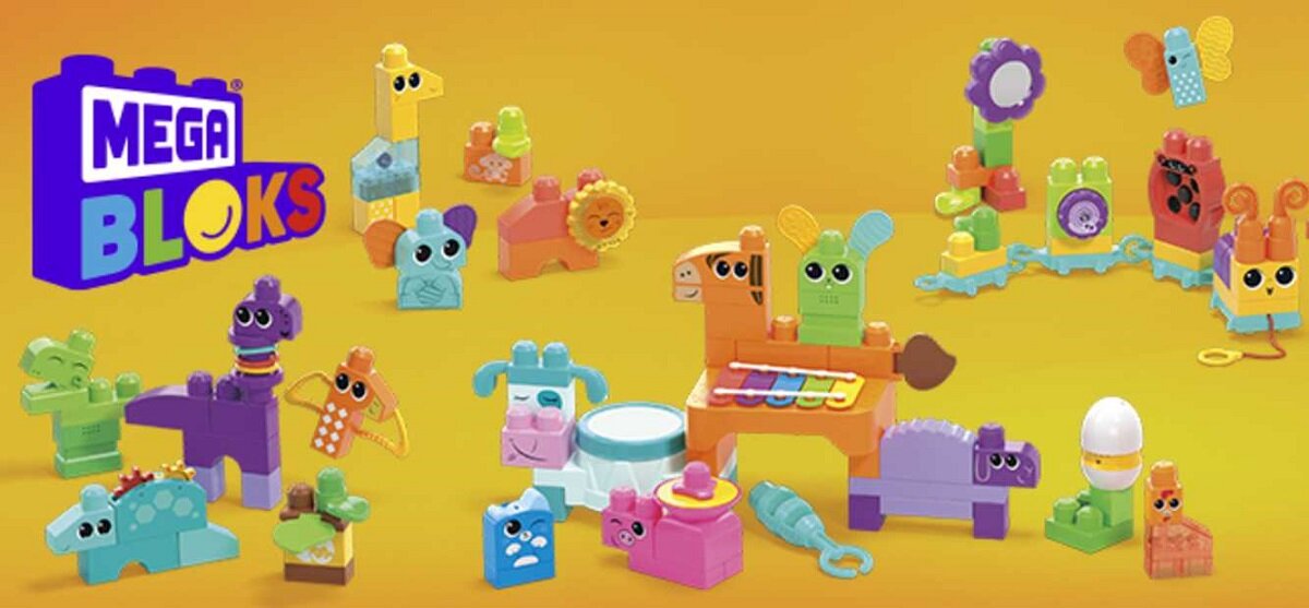 Klocki plastikowe MEGA Bloks Muzykalne zwierzątka z farmy HPB46 mega mega bloks mega construx budowanie konstruowanie składanie konstrukcja zabawka konstrukcyjna zabawka do zbudowania zestaw konstruktorski zabawka konstruktorska zabawki konstruktorskie dla dzieci kolekcja