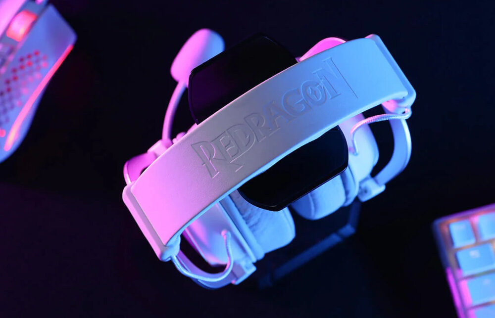 Słuchawki REDRAGON Zeus X H510 RGB Biało-różowy design komfort lekkość dźwięk jakość wrażenia słuchowe ergonomia lekkość sport aktywność podróże czas pracy działanie akumulator